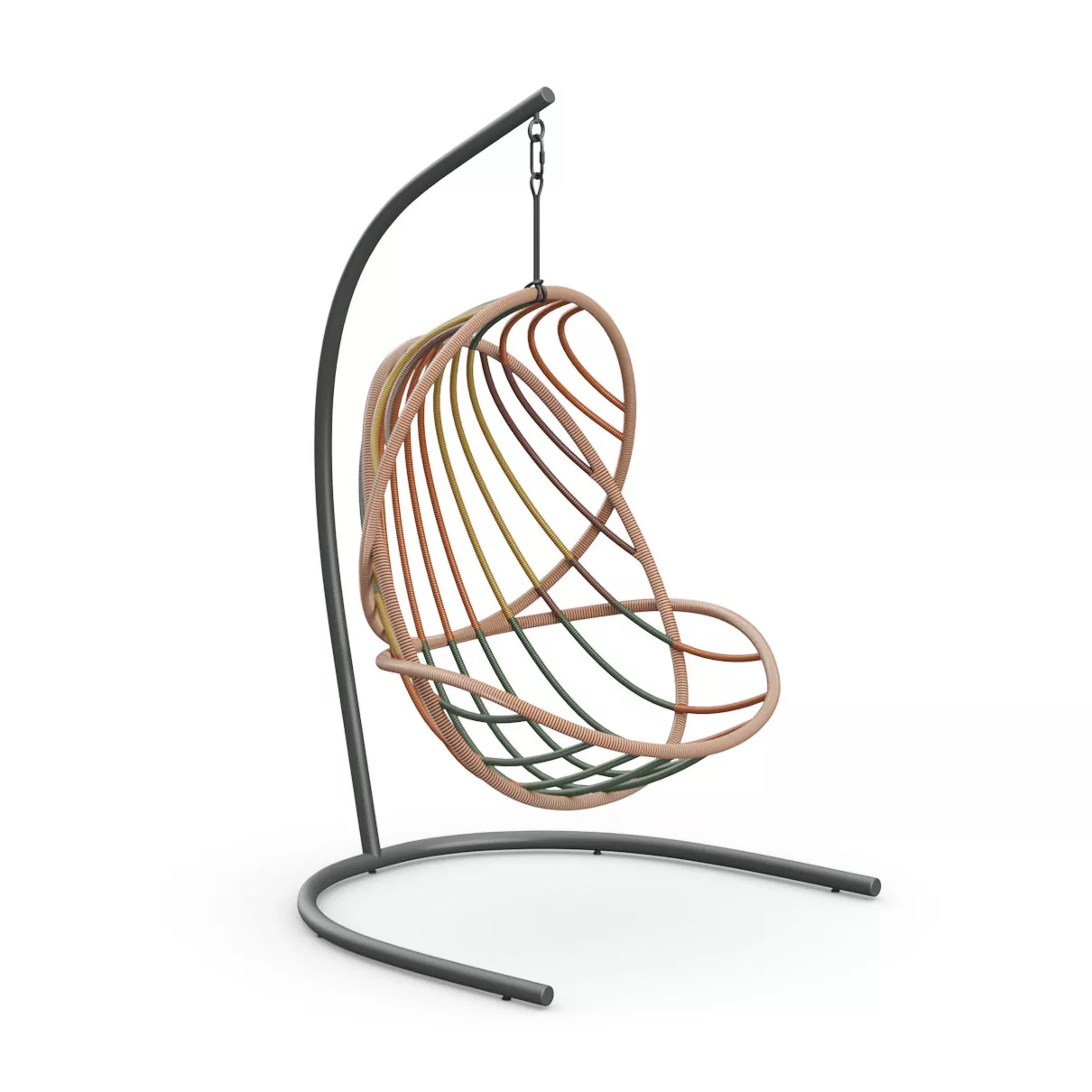 Dedon Kida Hängesessel in bunten Farben auf einem Metallgestell ohne Hintergrund