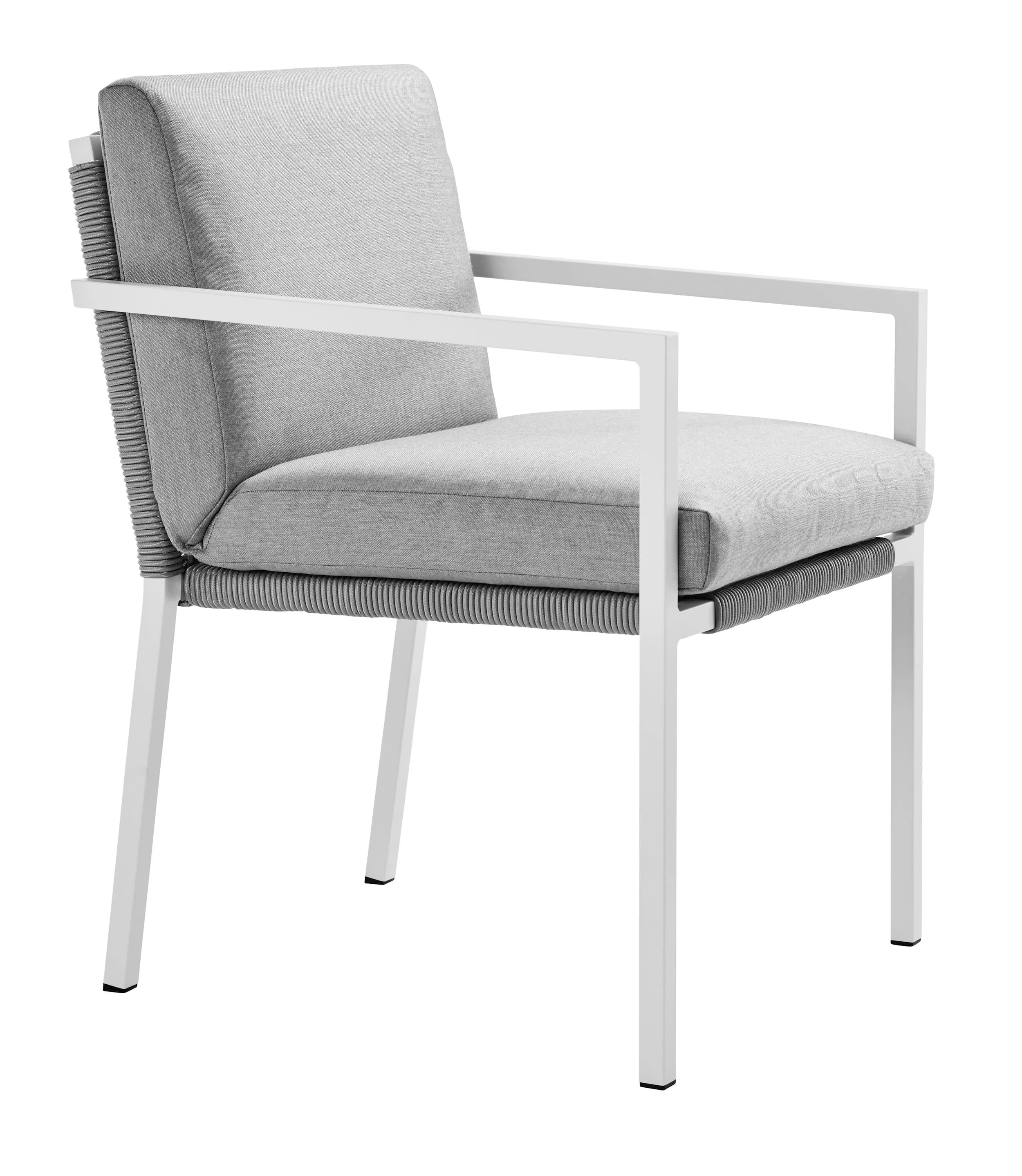 Solpuri Club Stapelsessel in Weiß und Grau im Studio ohne Hintergrund