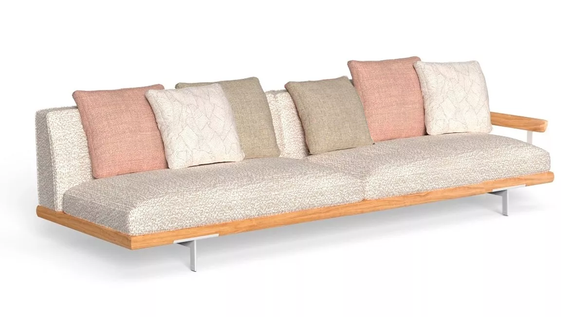 Talenti ALLURE Loungesofa SX 285 cm + Holz-Armlehne • inkl. Sitz- & Rückenkissen
