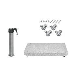 Granitsockel Z, 90kg matt, 75x75cm inkl. Standrohr Z 48/55mm Edelstahl, Rollen-Set Edelst.