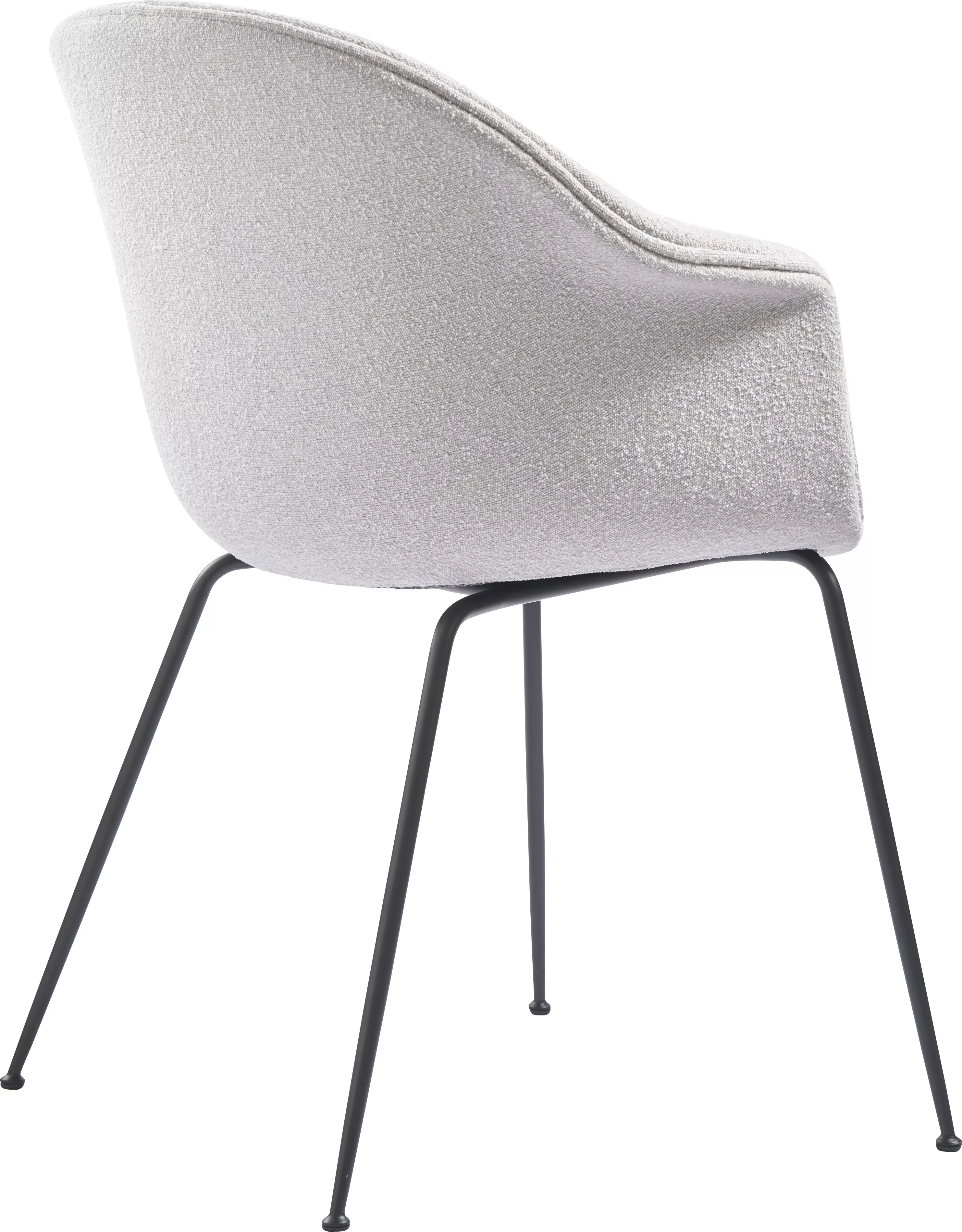 GUBI Bat Dining Chair Conic Fully Upholstered in Light Boucle mit schwarzen Beinen ohne Hintergrund