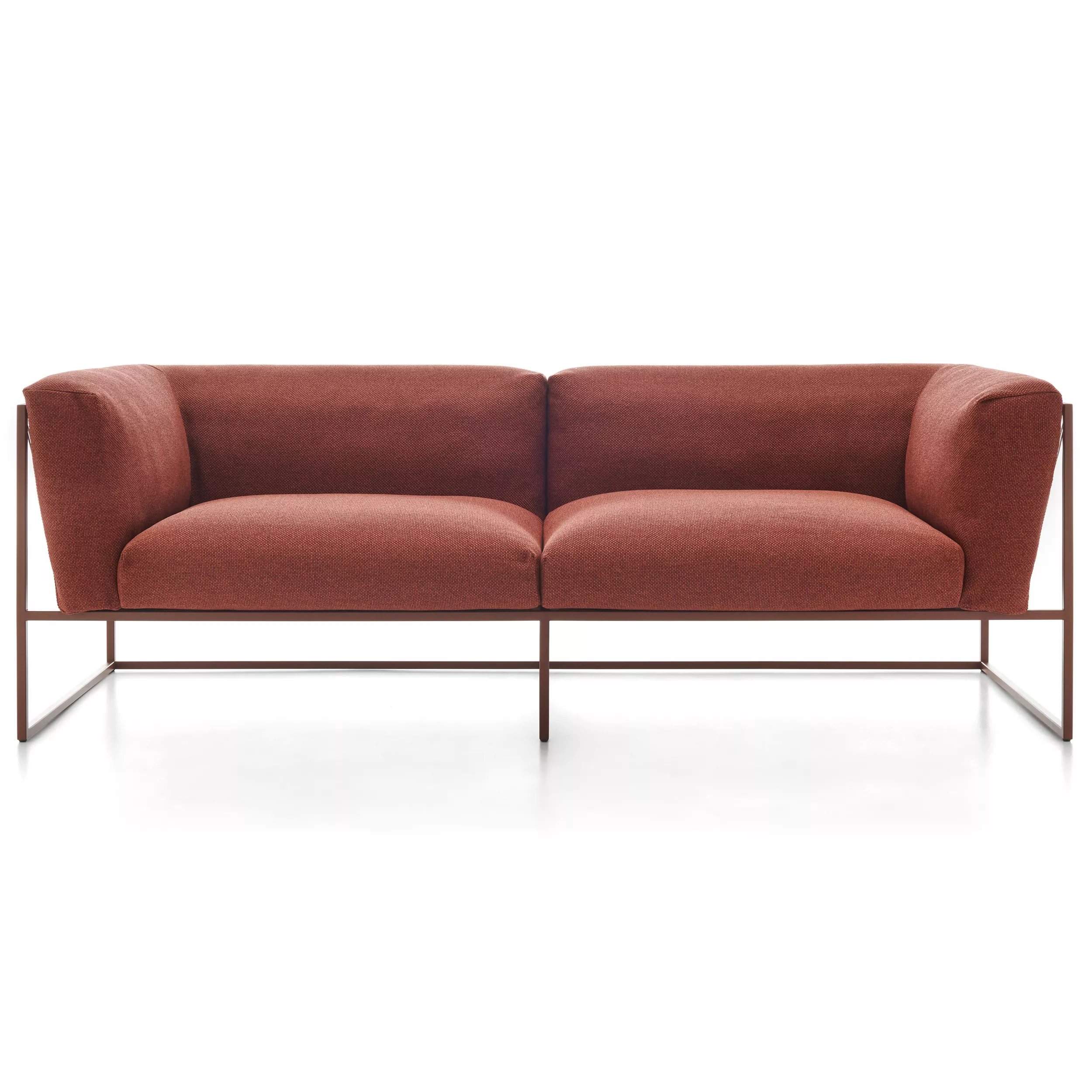 MDF Italia Arpa Loungesofa in rotbraunem Stoff auf einem Metallrahmen ohne Hintergrund