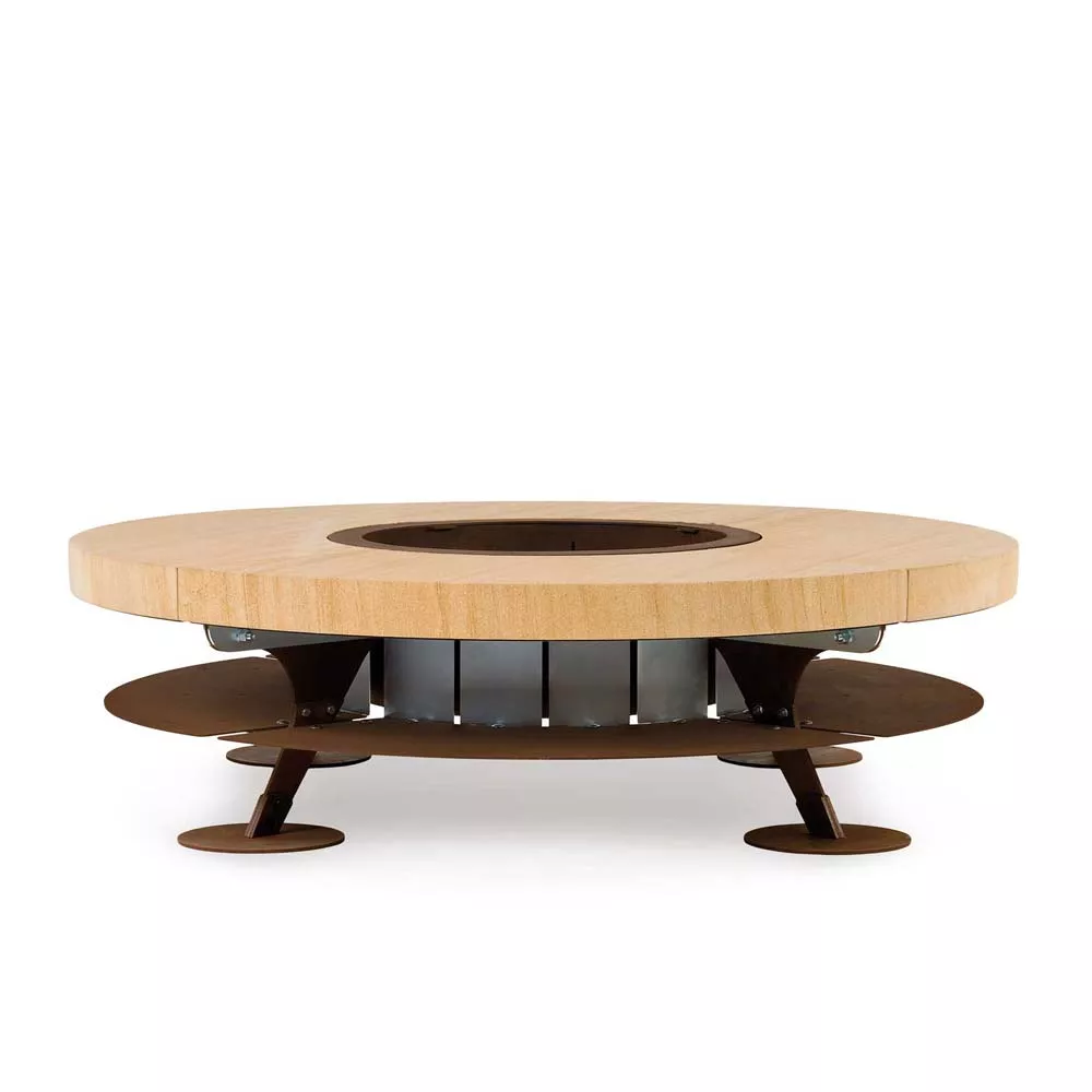 AK47 Ercole Feuerstelle aus Marmor Sandy Stahl in XSmall 120 cm ohne Hintergrund