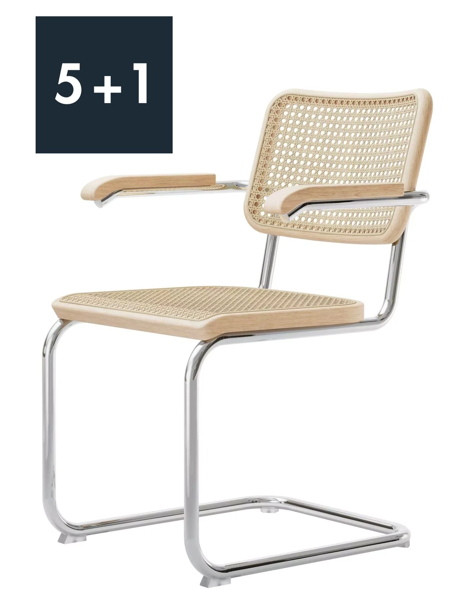 6 für 5 Set - THONET Freischwinger mit Armlehne | S 64V