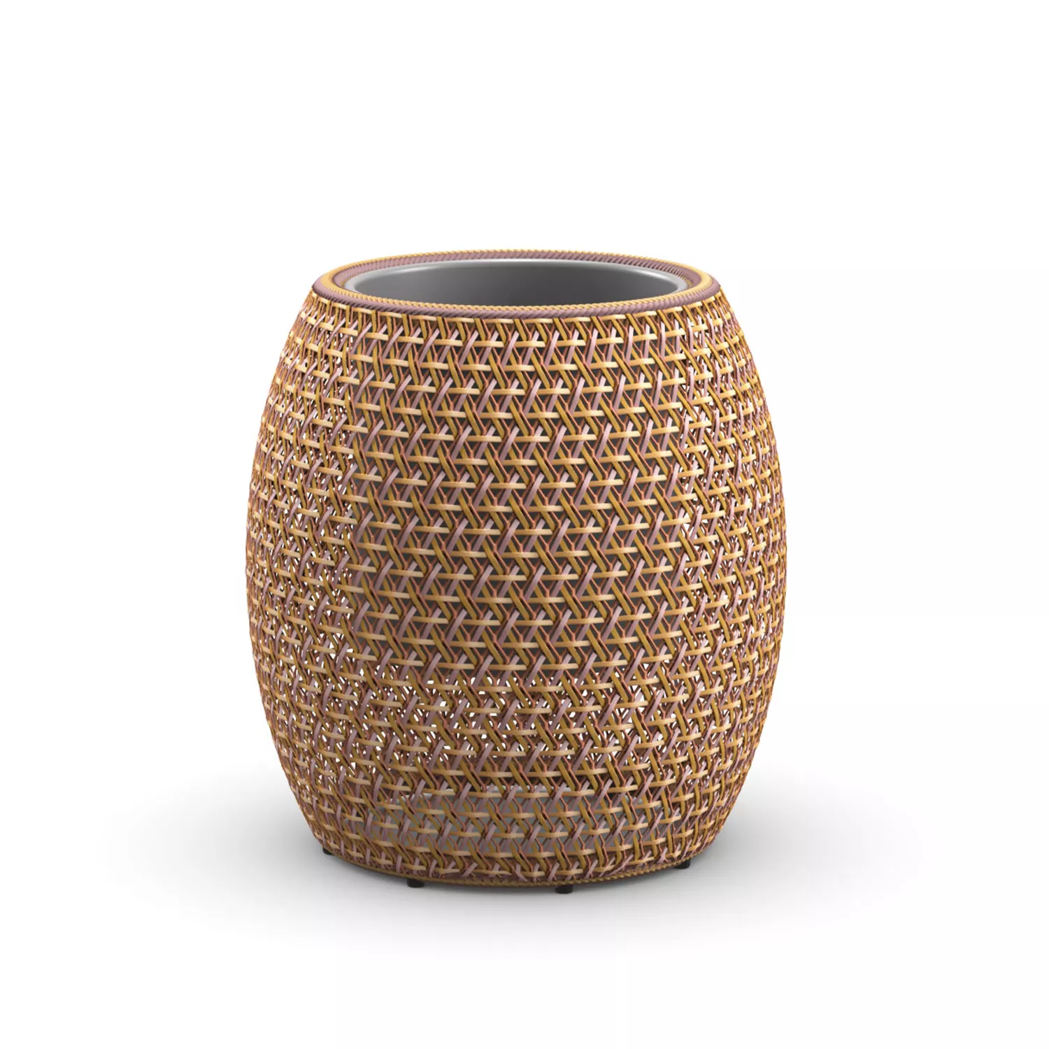 Dedon Dala Blumentopf 61 cm in runder Form mit geflochtenem Design in Braun ohne Hintergrund