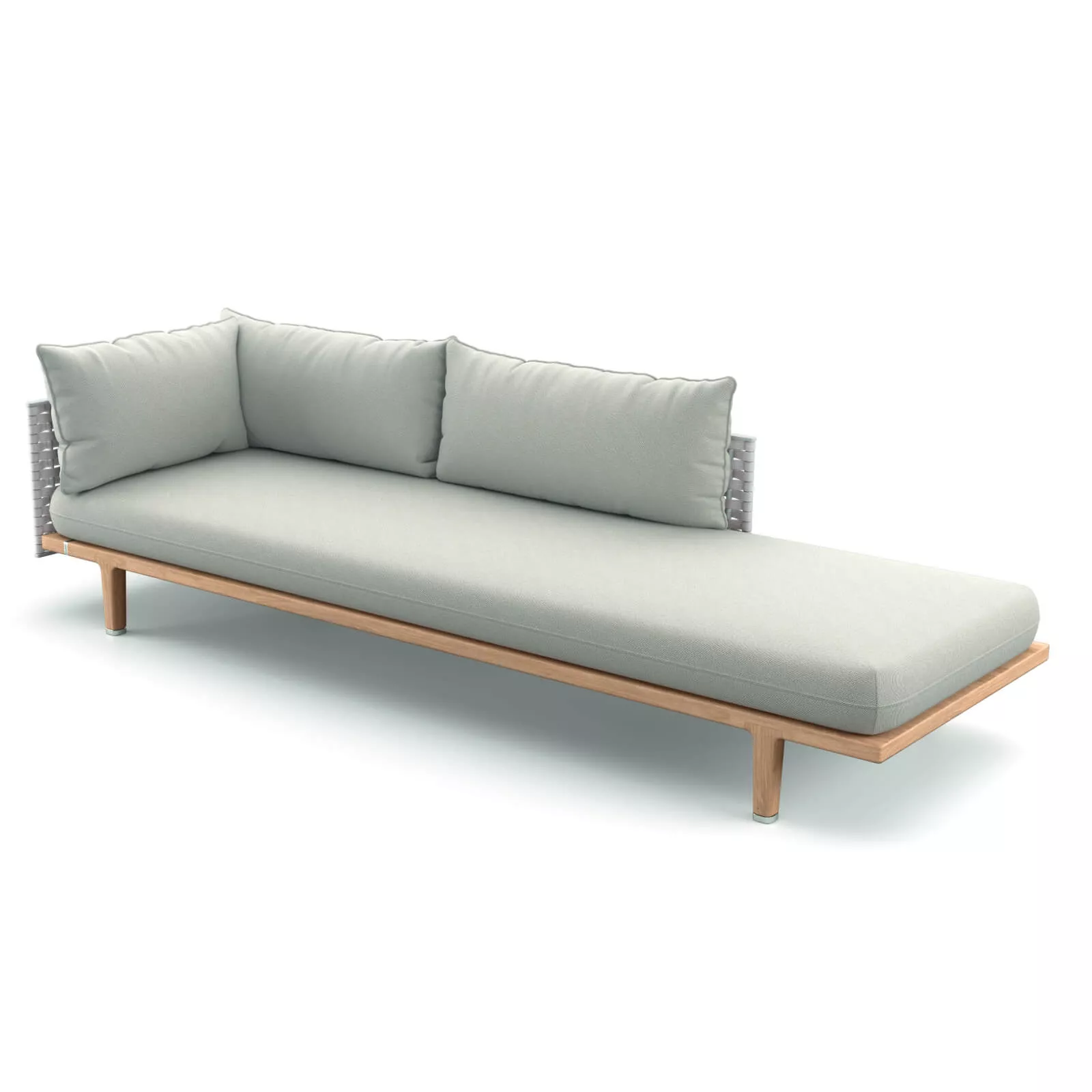 Dedon Sealine verlängertes Daybed links in hellem Grau ohne Hintergrund