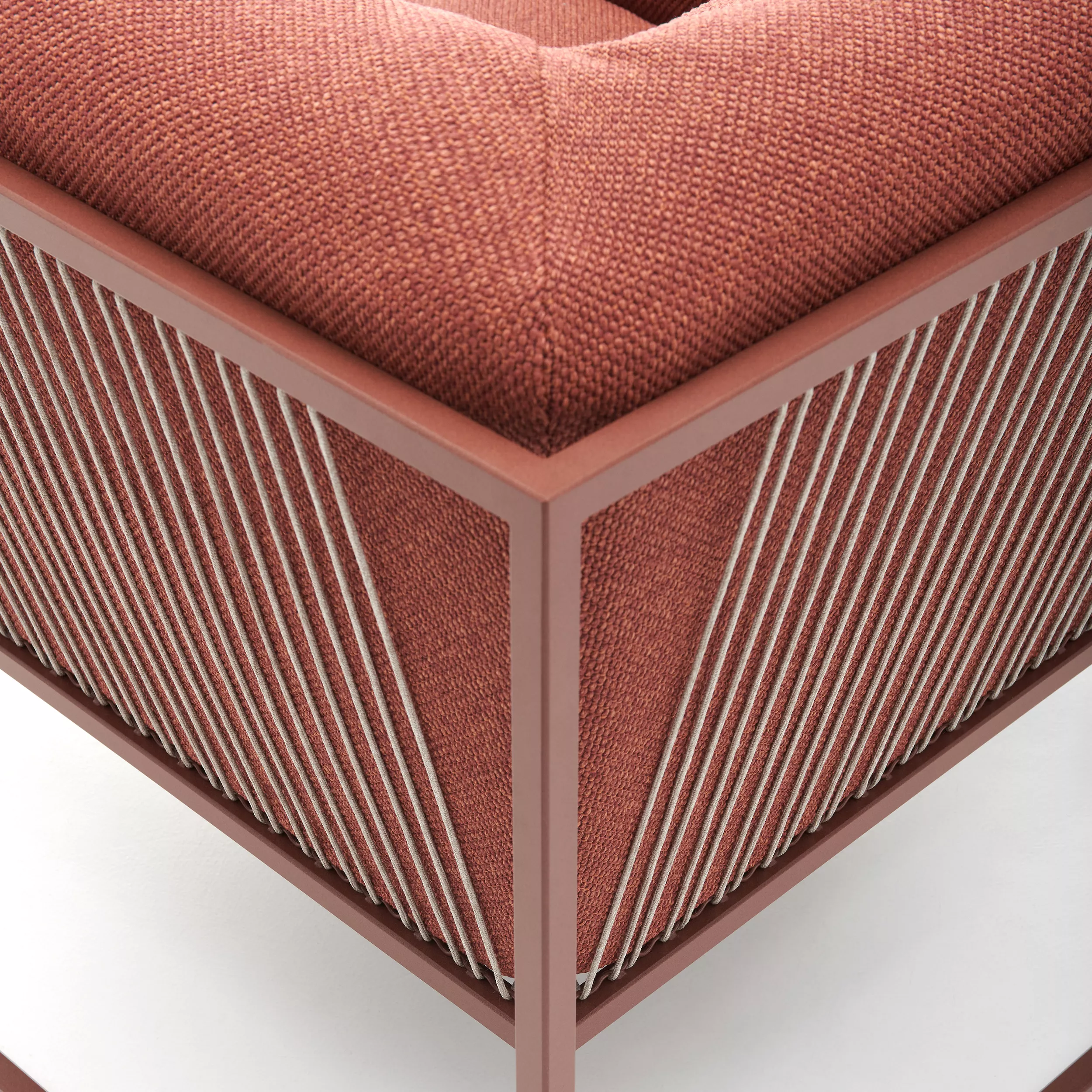 MDF Italia Arpa Loungesofa in Nahaufnahme zeigt die detaillierte Textur und das moderne Design der Rückenlehne ohne Hintergrund