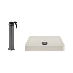 Rollensockel Z, 90kg, Beton hell, 80x80cm inkl. Standrohr Z 48/55mm anthrazit feuerverzinkt