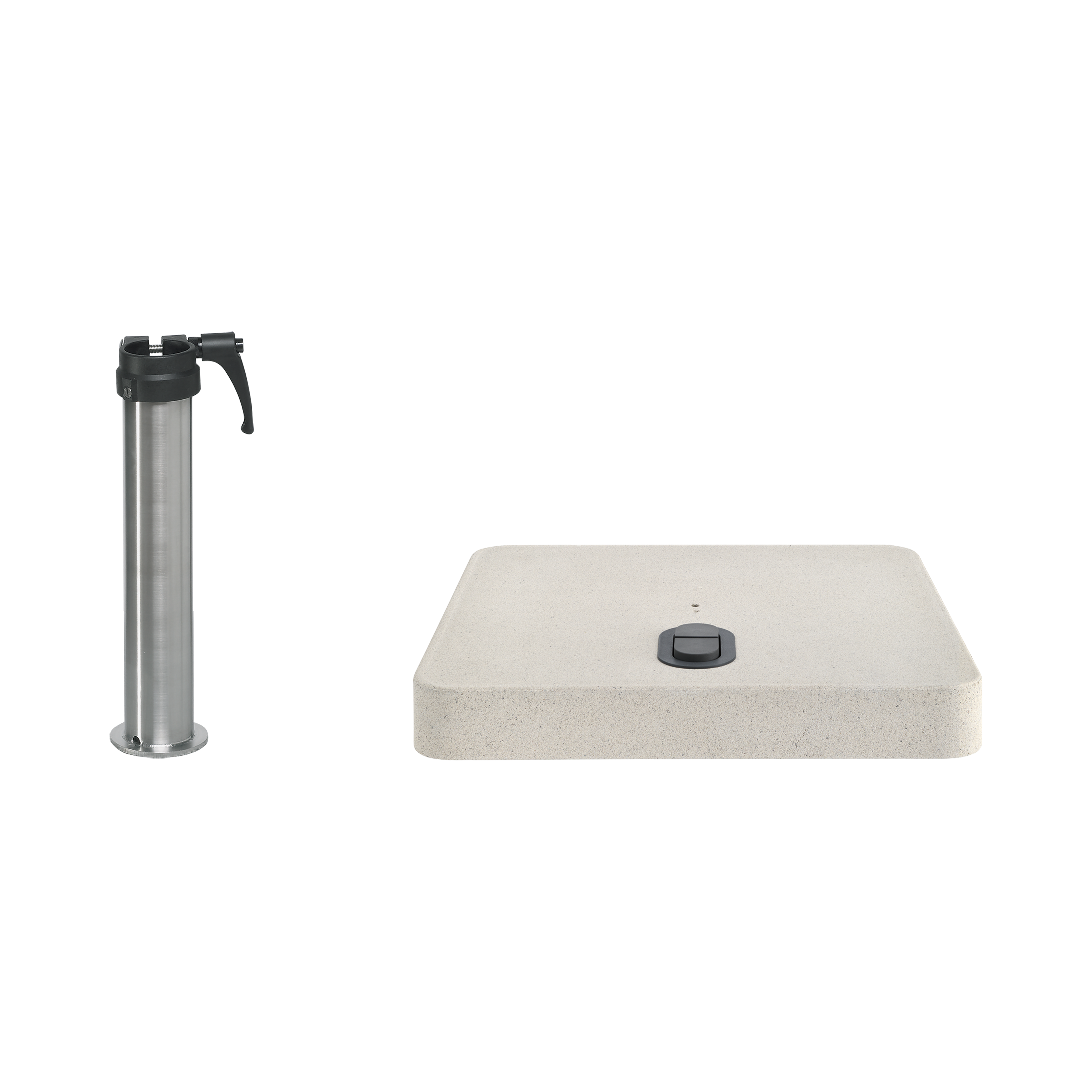 Rollensockel Z, 90kg, Beton hell, 80x80cm inkl. Standrohr Z 48/55mm Edelstahl