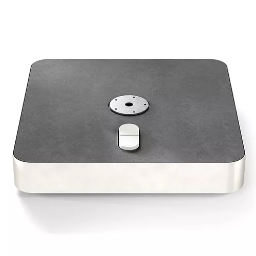 Rollensockel M4 120kg, Stahl verzinkt (weiß matt), mit Gewichte-Set und Decorplatte in Aluminium anthrazit