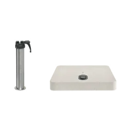 Rollensockel Z, 90kg, Beton hell, 80x80cm inkl. Standrohr Z 48/55mm Edelstahl