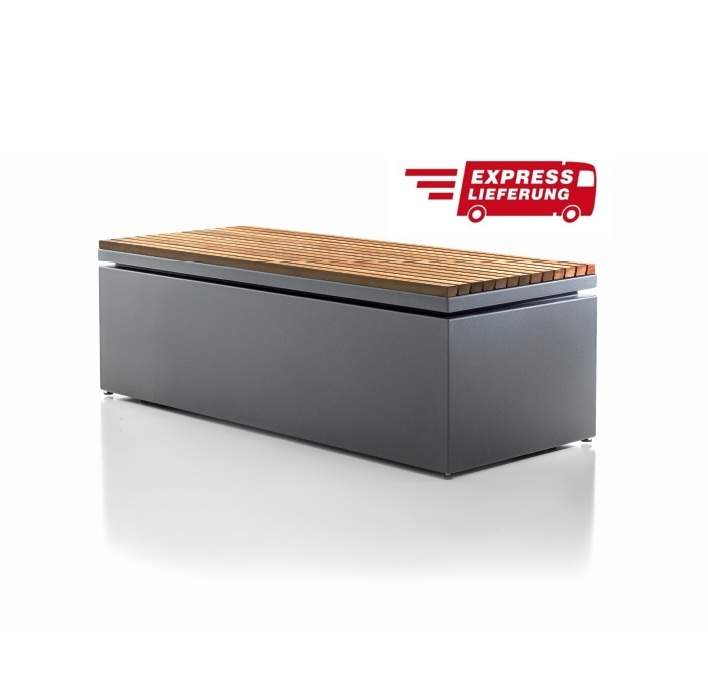 Gartensilber Kissenbank • Alu mit Thermo-Esche • 72 Stunden