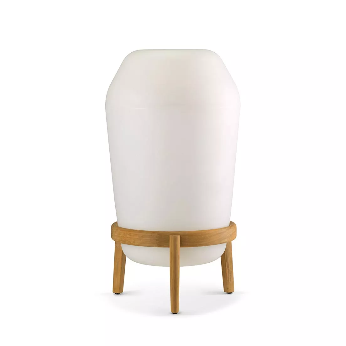 Dedon Loon Gartenleuchte Bodenleuchte in Weiß mit Holzgestell ohne Hintergrund