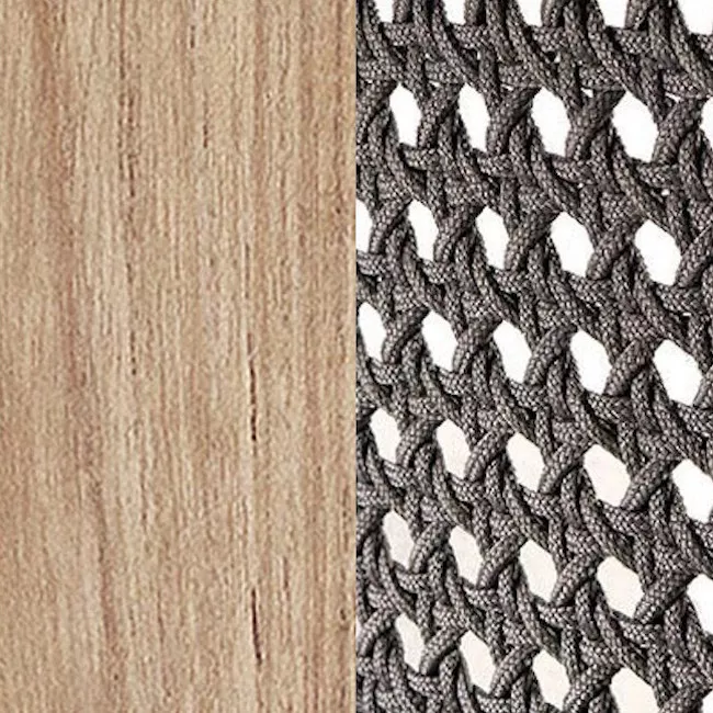 Teak gebeizt - Taupe Round Rope