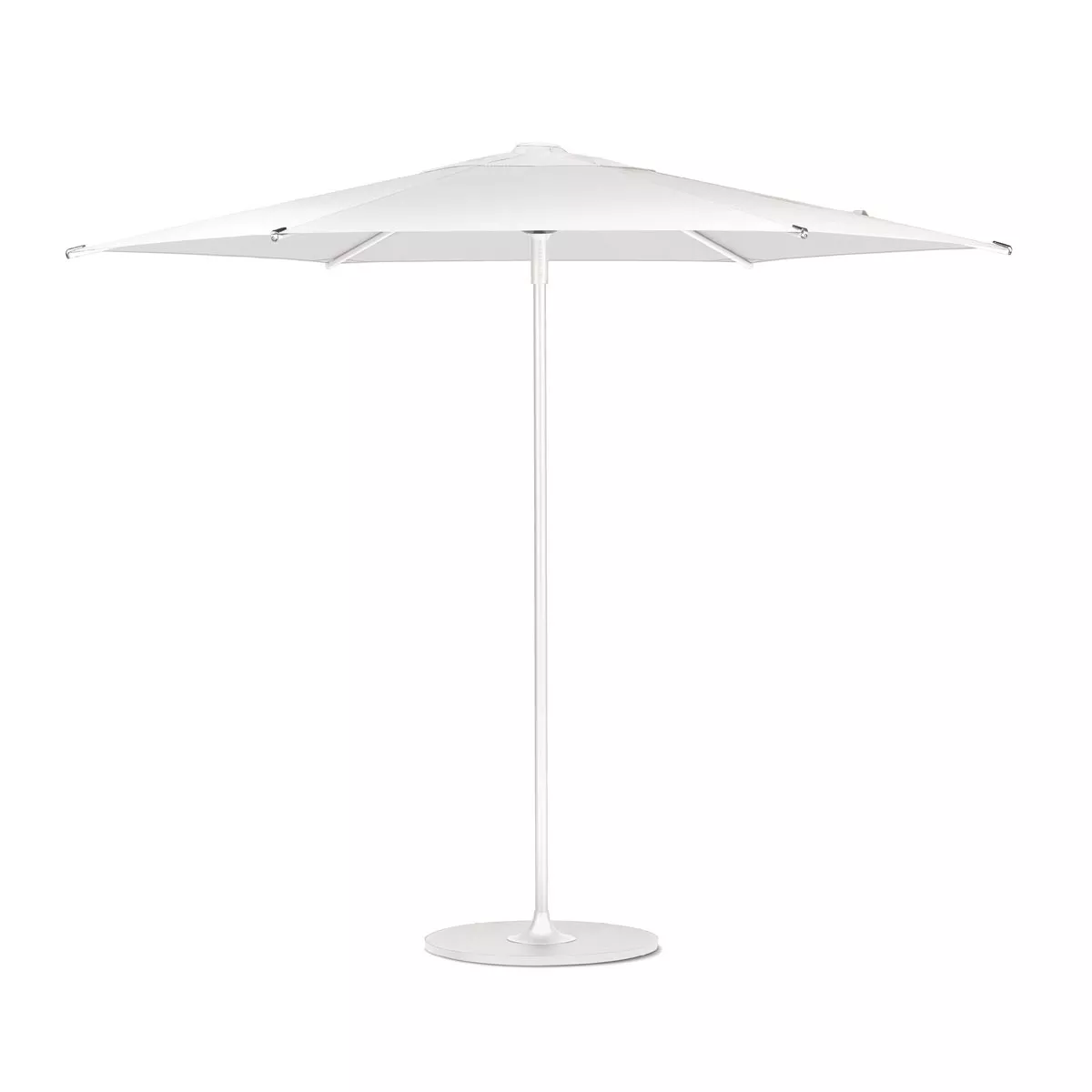 Dedon Reav Hexagon S Sonnenschirm in Weiß mit einem Durchmesser von 287 cm und einer Höhe von 260 cm inklusive Schutzhülle ohne Hintergrund