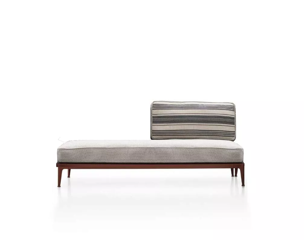 B&B Italia Ribes Loungemodul Bank rechts 190 cm in hellem Stoff mit gestreifter Rückenlehne ohne Hintergrund