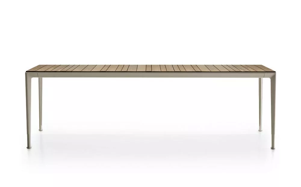 B&B Italia Mirto Outdoor Konsole 200x45 cm mit Tischplatte aus Aluminium oder Iroko ohne Hintergrund