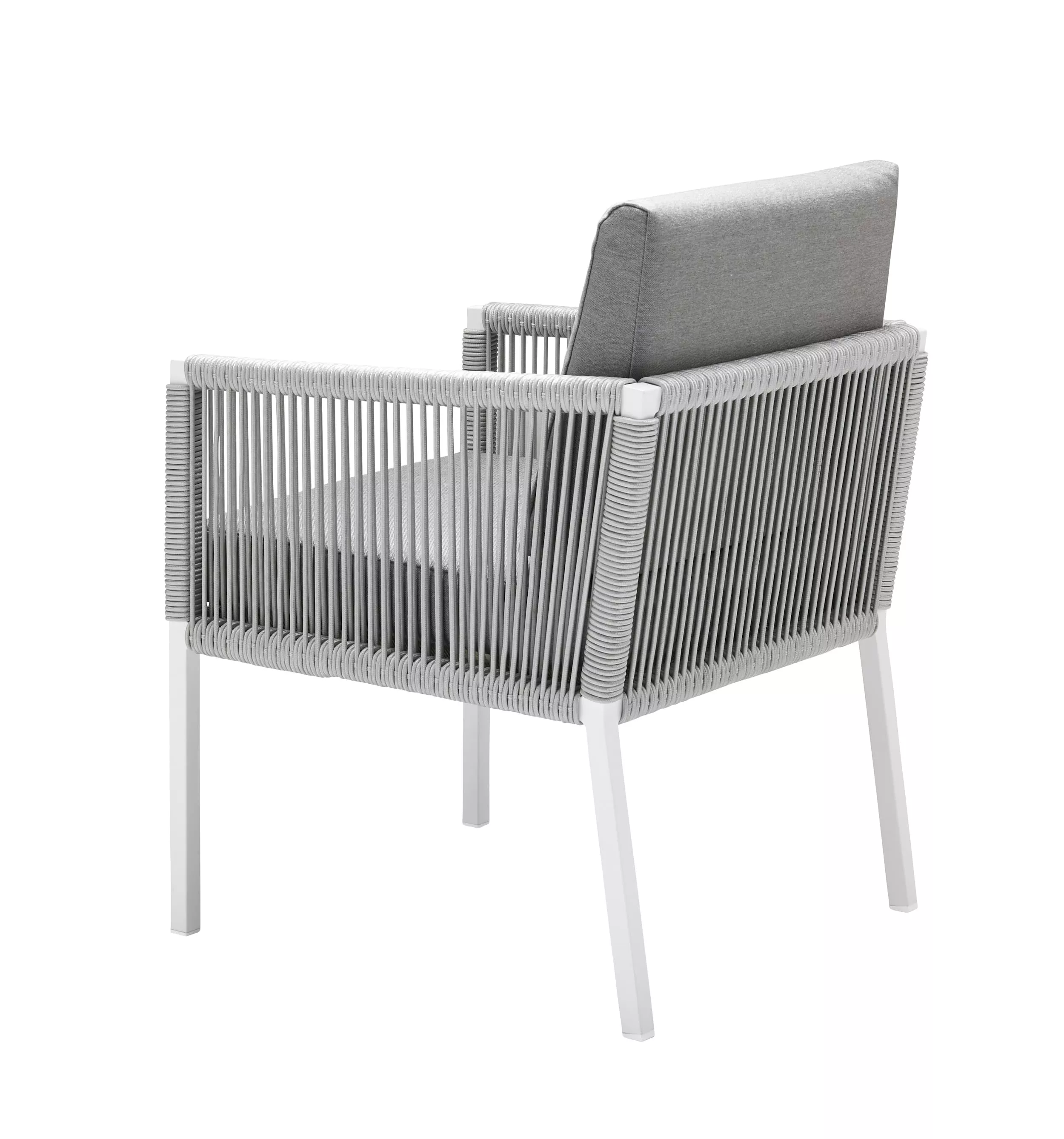 Solpuri Club Dining Sessel in Weiß mit grauem Polster ohne Hintergrund