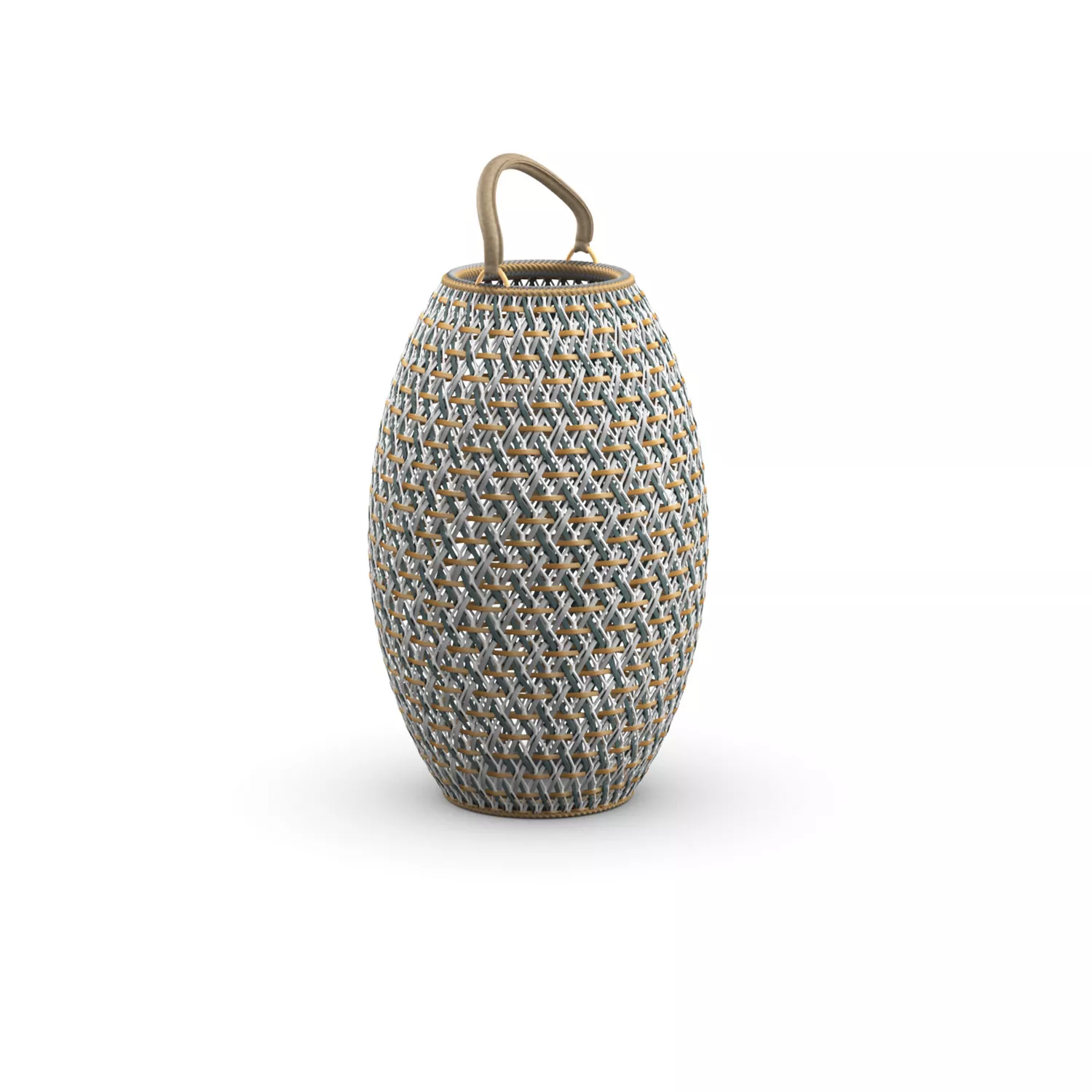 Dedon Dala Laterne in Blau und Beige ohne Hintergrund