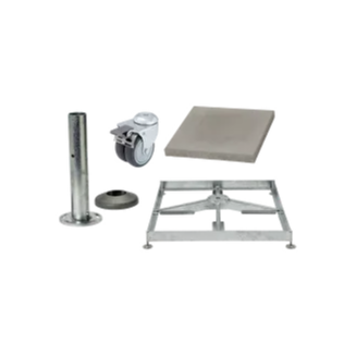 Sockelrahmen M4, 120kg inkl. Standrohr M4 P+, Platten-Set 8xBeton & Rollen-Set