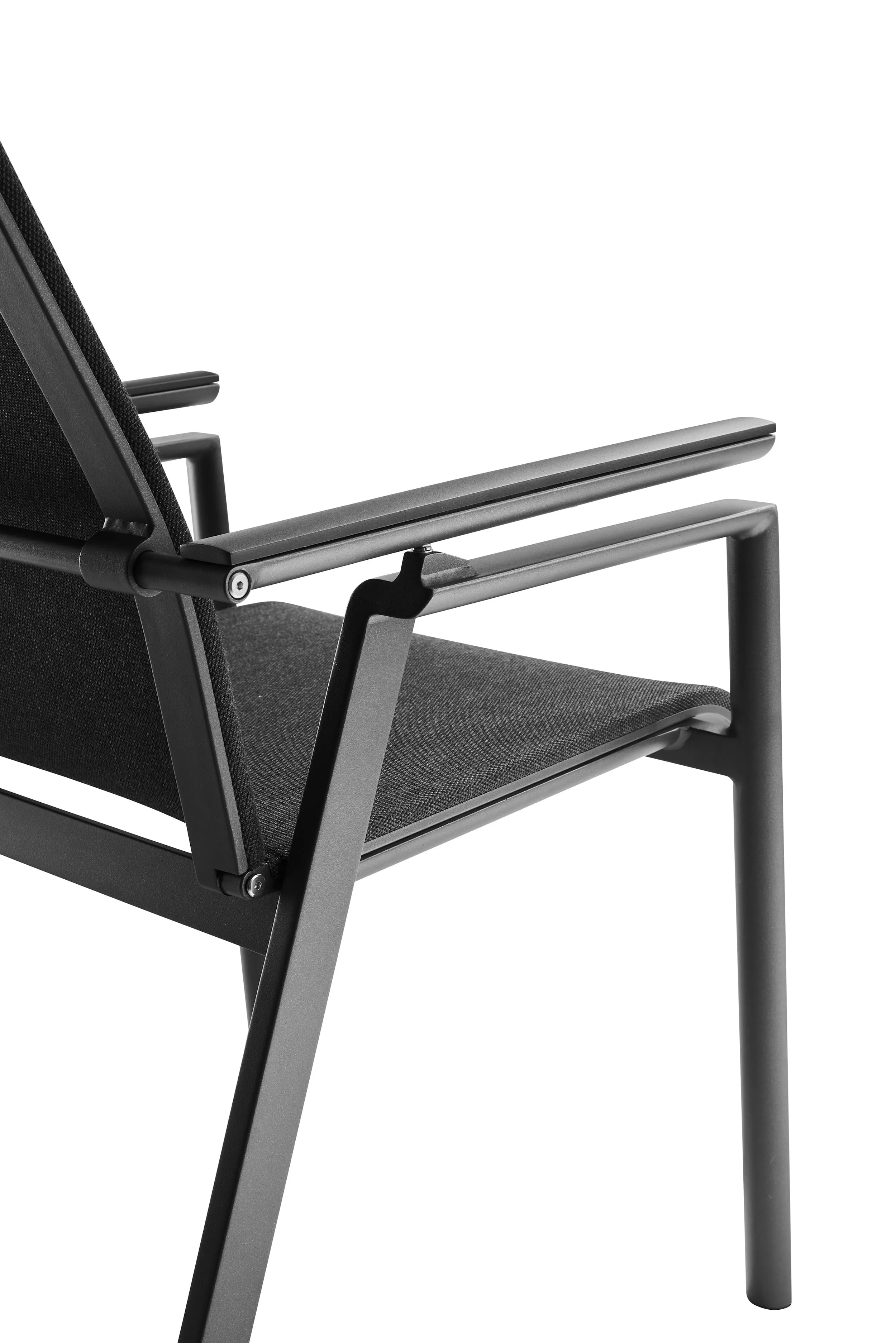 Solpuri Soul Verstellsessel Hoch in Anthracite Coal zeigt eine Detailansicht des Stuhls ohne Hintergrund