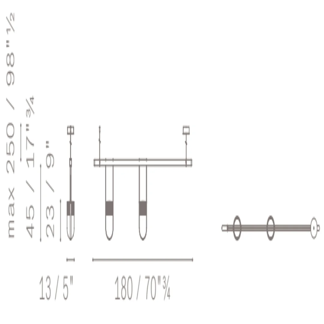 2 Kleine Hängelampen - 180 cm Leiste