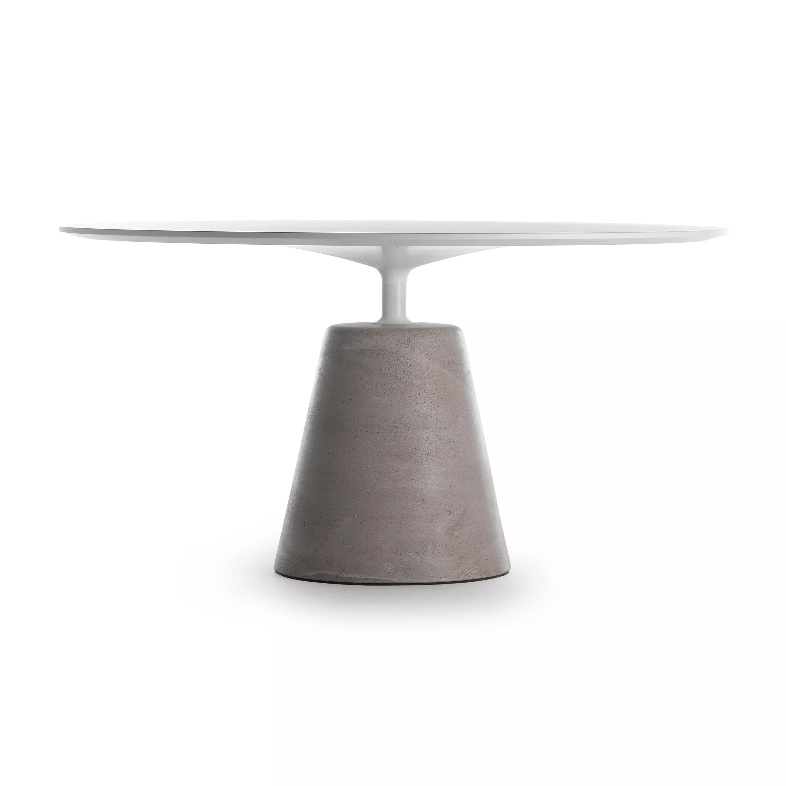 MDF Italia Rock Table Tisch mit konischer Basis und runder Tischplatte in einem minimalistischen Design ohne Hintergrund