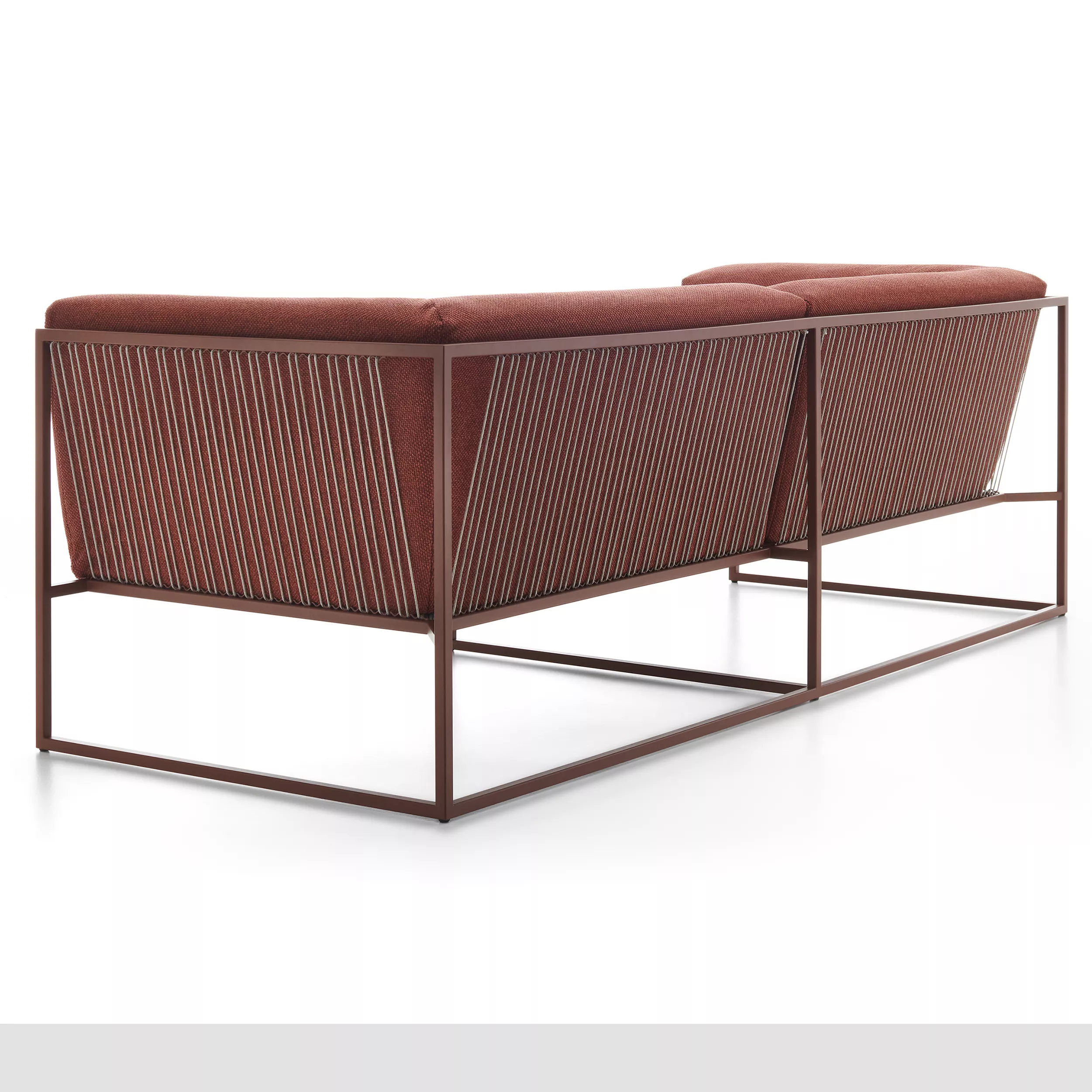 Das Bild zeigt das MDF Italia Arpa Loungesofa in Rot von hinten ohne Hintergrund.