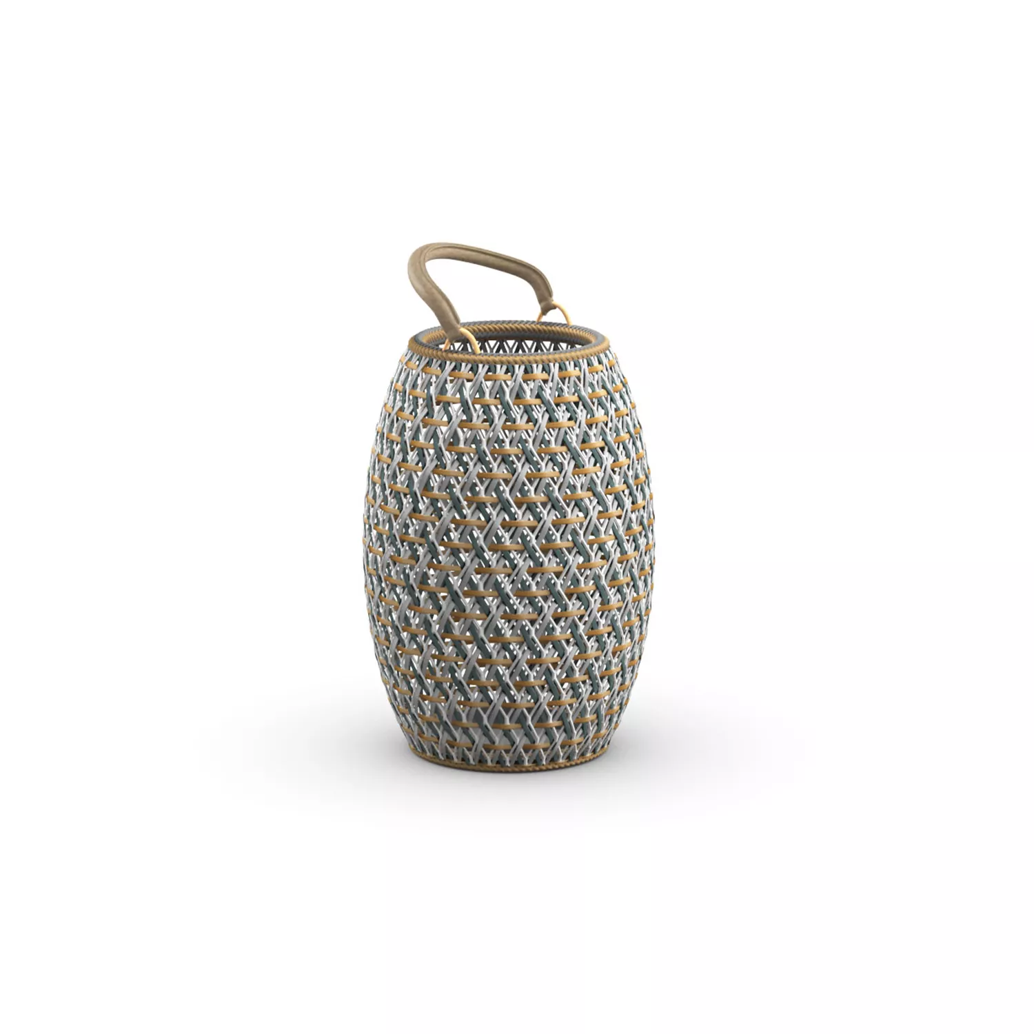 Dedon Dala Laterne 34 cm in beige und blau ohne Hintergrund