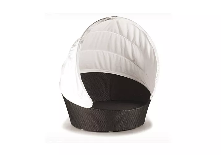 Dedon Orbit Sofainsel mit Verdeck in Schwarz und Weiß ohne Hintergrund