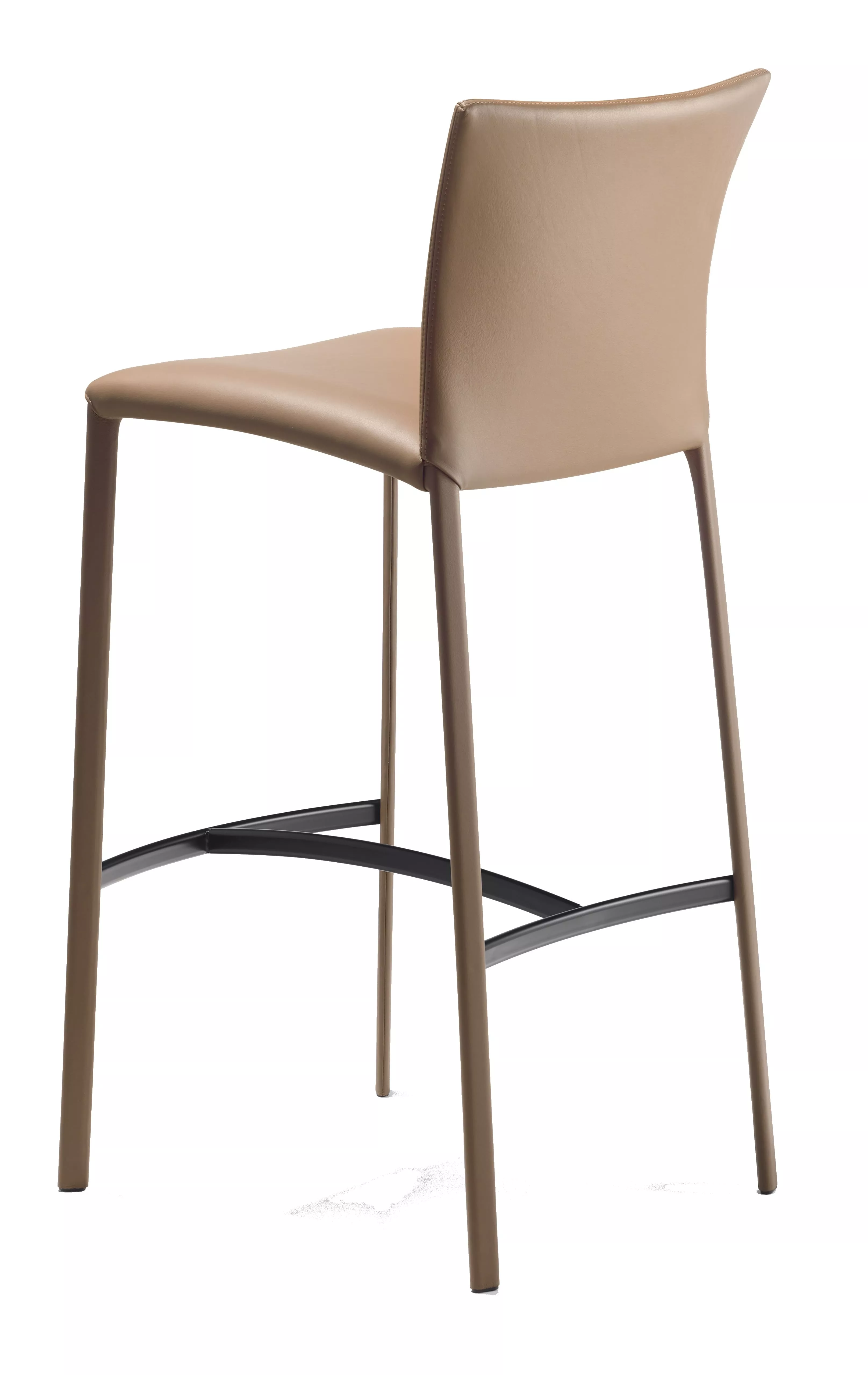 DRAENERT Nobile Bar Soft H Barhocker in beigem Leder mit schwarzem Fußgestell ohne Hintergrund