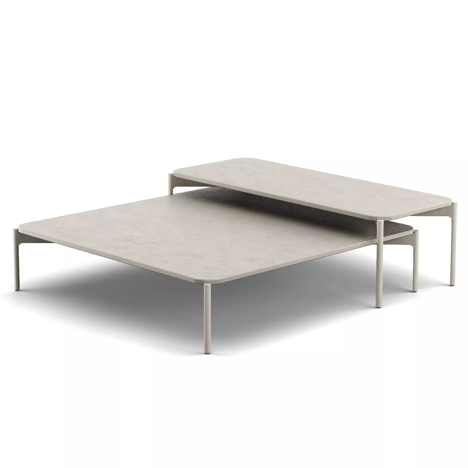 Dedon Izon Kollektion zwei moderne Tische in verschiedenen Höhen ohne Hintergrund