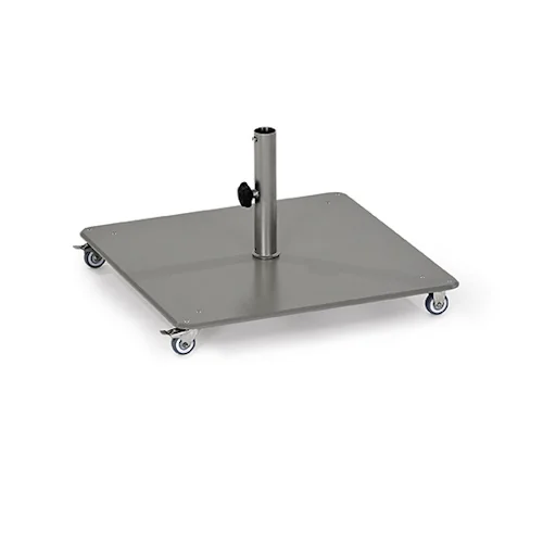 Bodenplatte Stahl 55 kg, eckig mit 4er-Rollensatz (2x feststellbar)