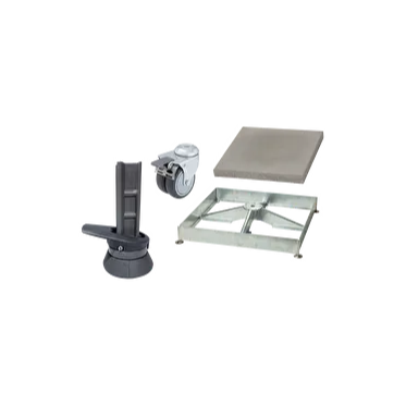 Sockelrahmen M4, 180kg inkl. Platten-Set 12 x Beton & Drehfuss M4 graphitgrau & Rollenset