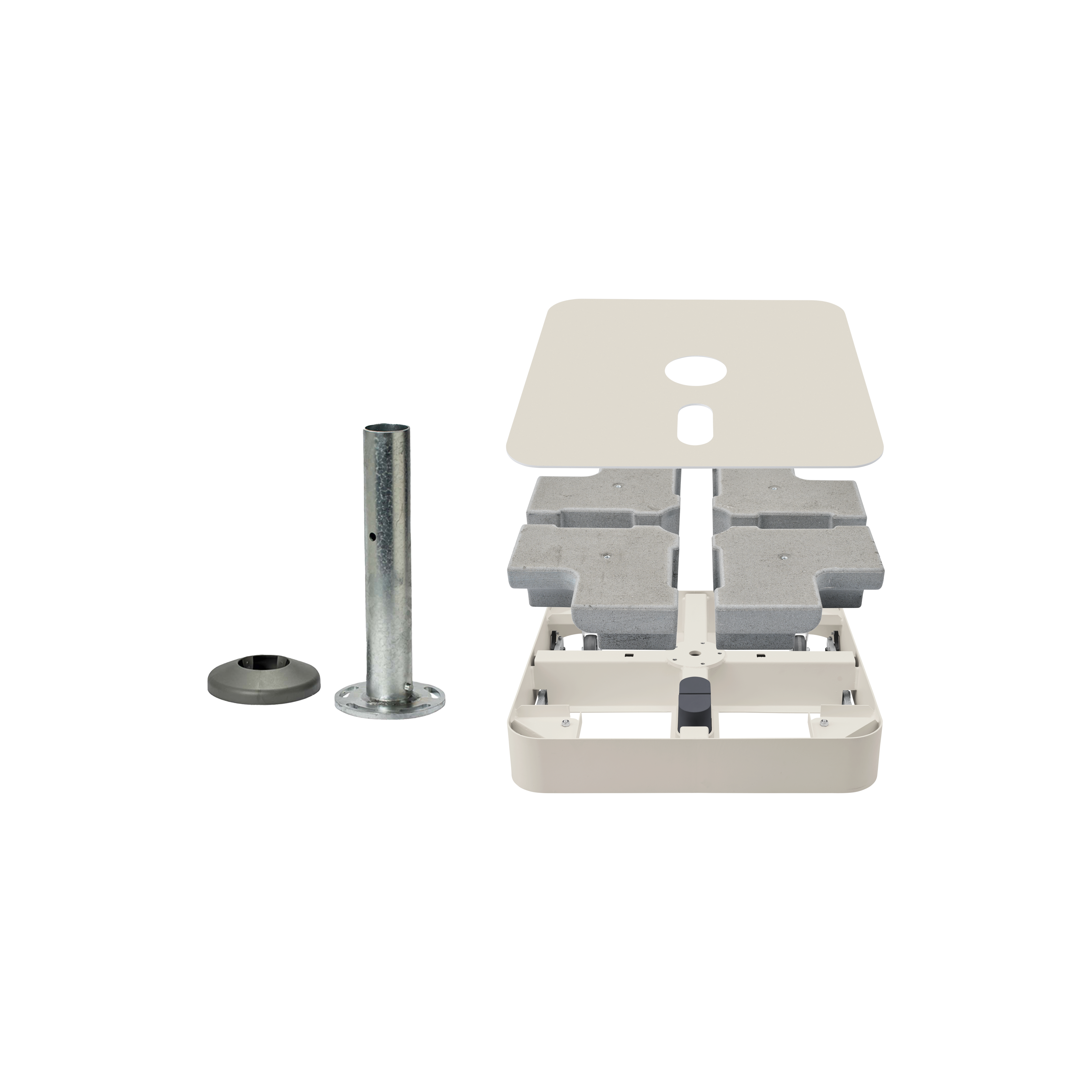 Granitsockel M4, 120kg matt, 87x87cm inkl. Standrohr M4 48/55mm feuerv., Rollen-Set Edelst.