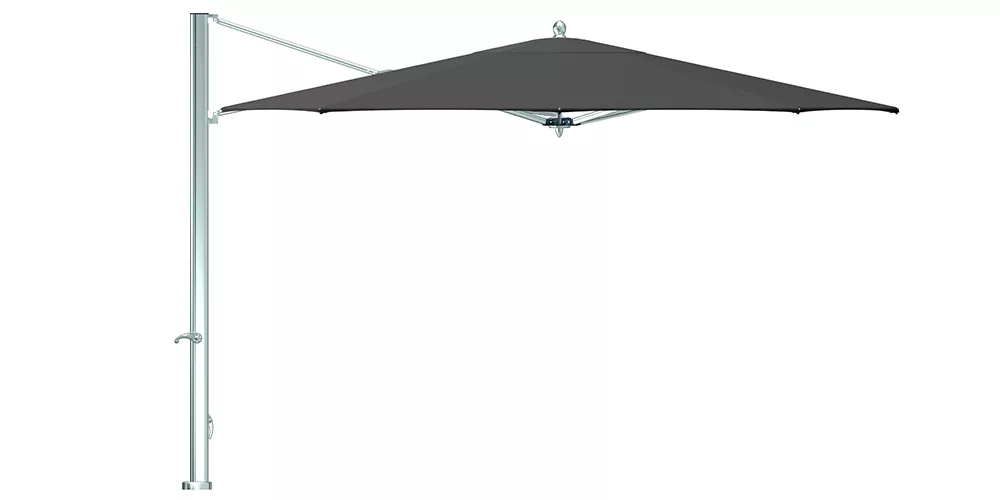 Ocean Master Cantilever Klassik Sonnenschirm in Anthrazit, freistehend, auf weißem Hintergrund, technische Abbildung.