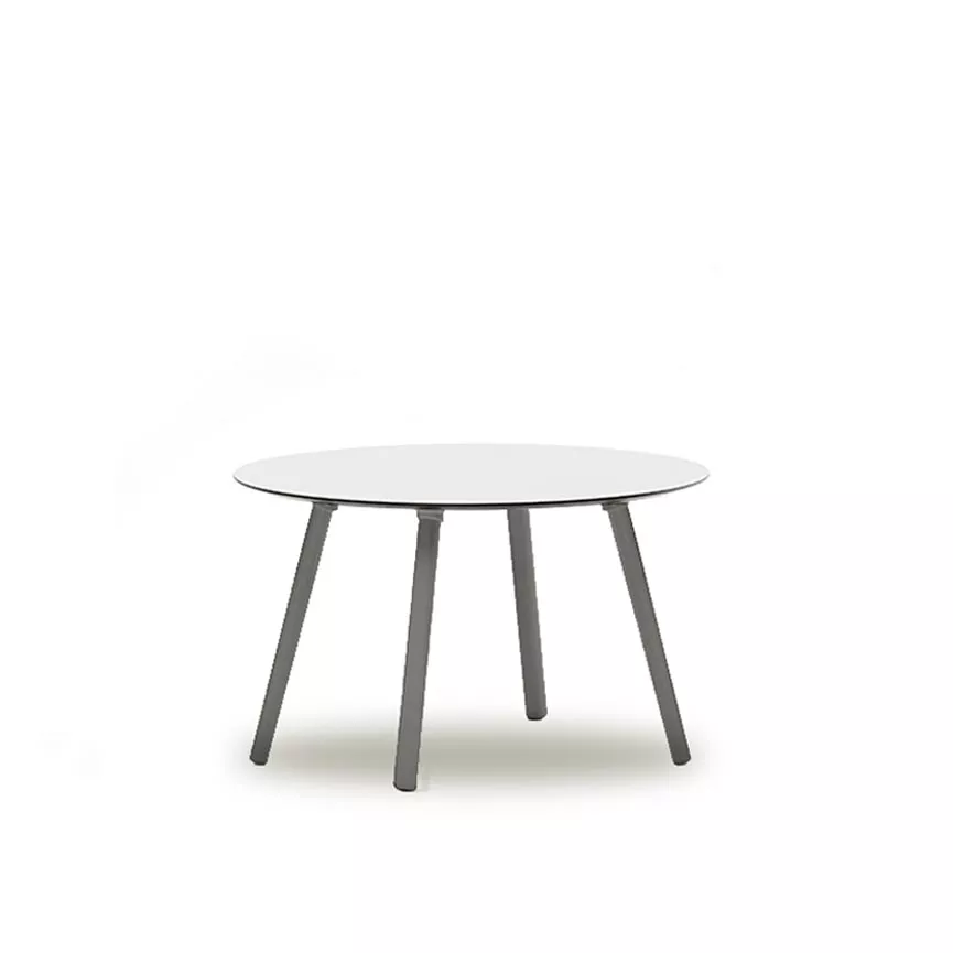Varaschin Emma Loungetisch Ø 80 / H 43 cm • Aluminiumbeine • HPL bzw. Keramikplatte