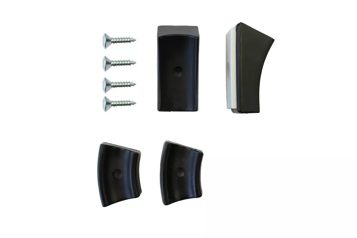 Thonet Freischwinger POM Kunststoffgleiter schwarz mit Schrauben auf weißem Hintergrund