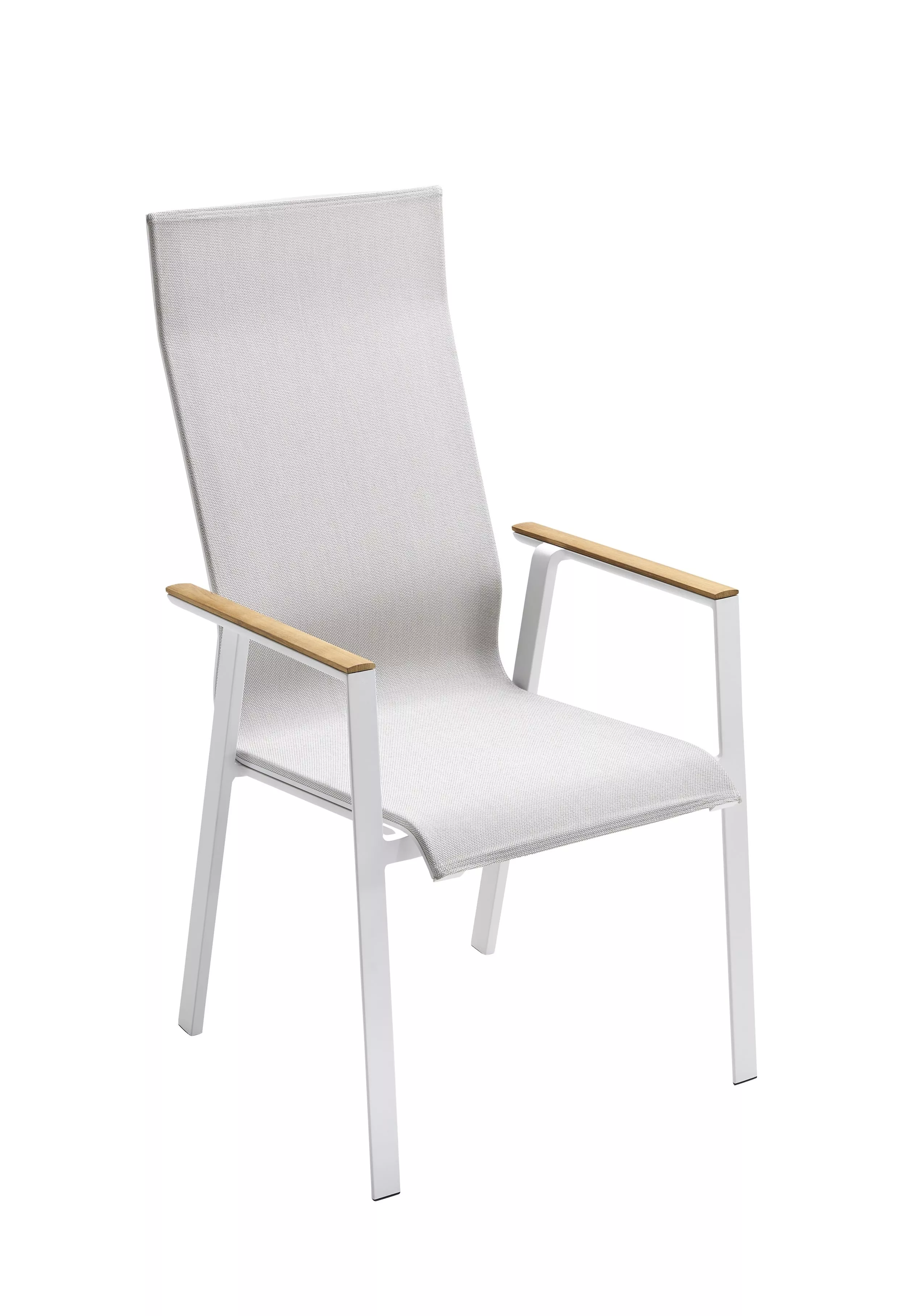 Solpuri Soul Stapelsessel Hoch in Weiß mit Armlehnen aus Holz ohne Hintergrund