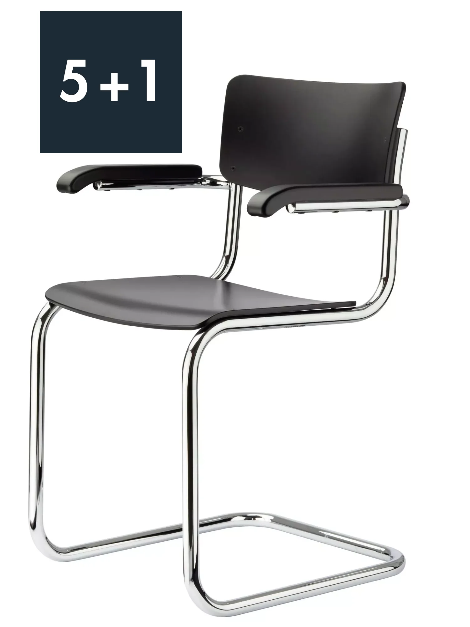 6 für 5 Set - THONET Freischwinger mit Armlehne | S 43F