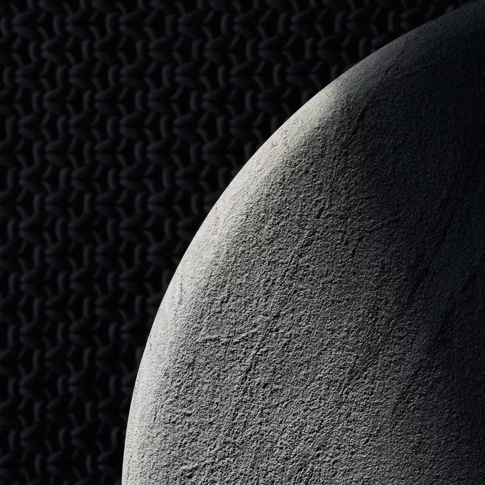 Nahaufnahme des B&B Italia Ginepro Esstischs mit 190 cm Durchmesser auf strukturiertem Hintergrund in einem stimmungsvollen Bild