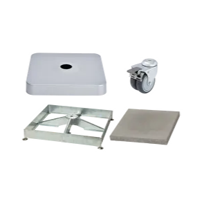 Sockelrahmen M4, 180kg inkl. Platten 12xBeton, Abdeckung elox.Look & Rollen-Set