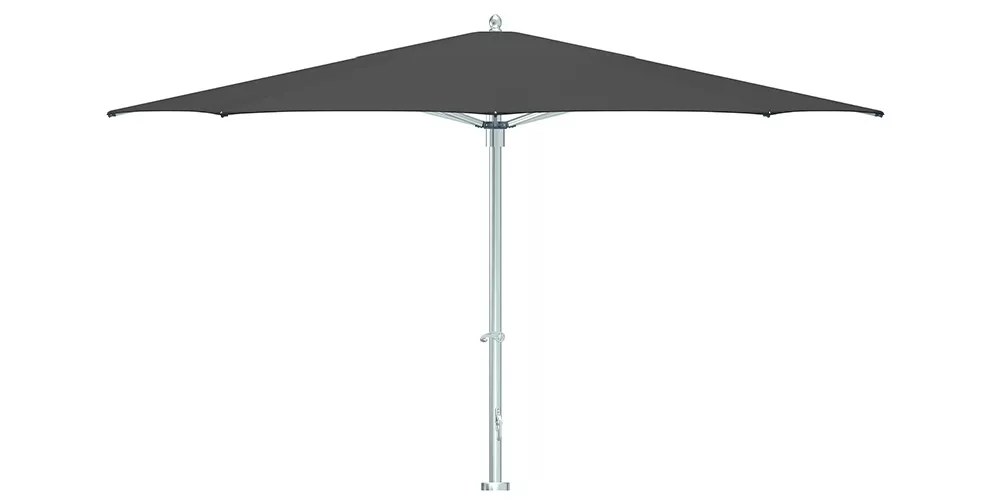 Ocean Master Max Sonnenschirm von Tuuci in Anthrazit, freigestellt vor weißem Hintergrund, technische Abbildung.