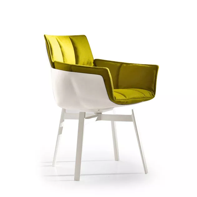 B&B Italia Husk Outdoor Armlehnstuhl 61 cm in grün und weiß ohne Hintergrund