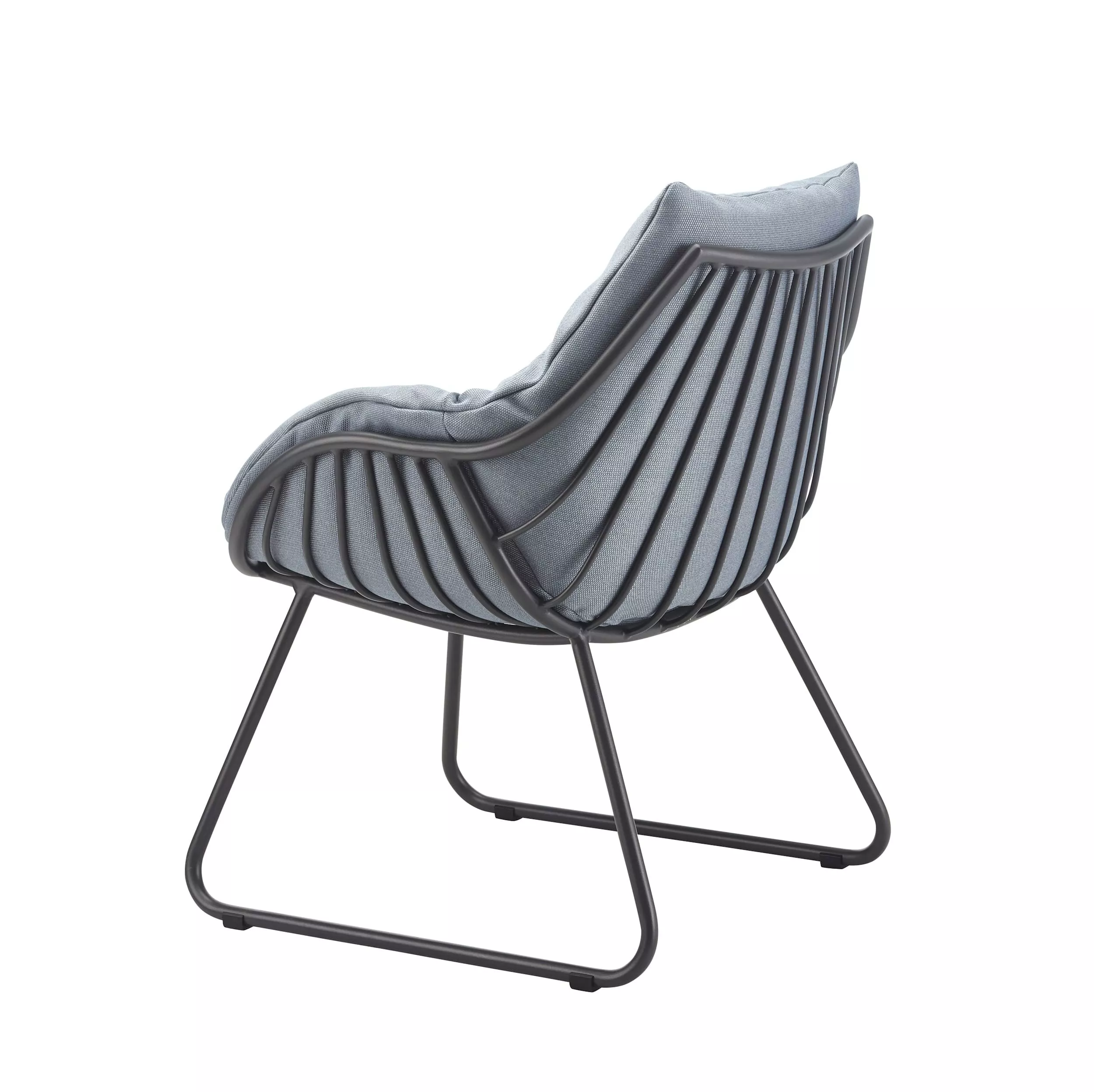 Solpuri Chill Dining Sessel in Anthracite ohne Hintergrund von hinten gezeigt mit gepolstertem Sitz und modernem Design