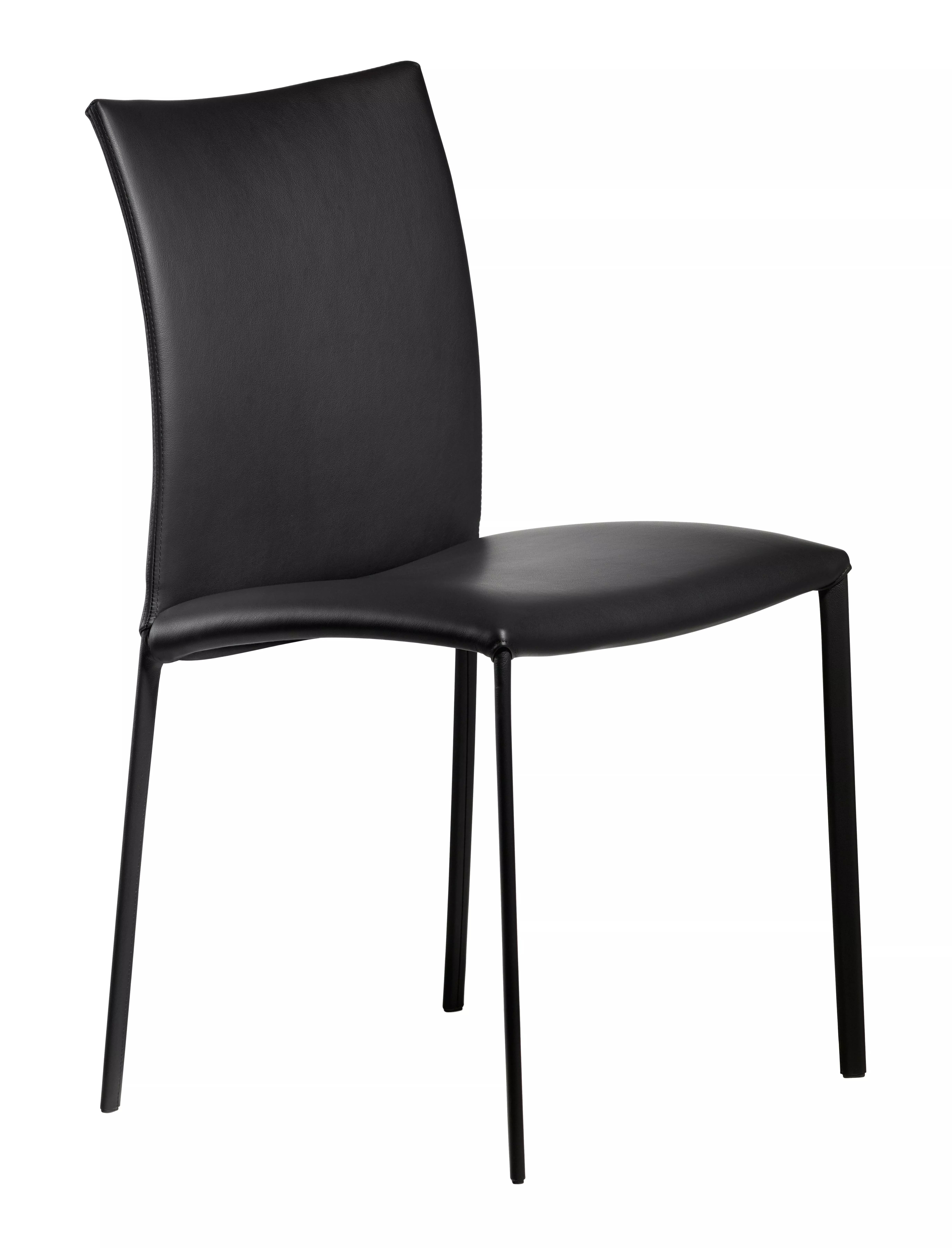 Der DRAENERT Nobile Soft X Stuhl ohne Armlehne in Schwarz steht vor weißem Hintergrund.