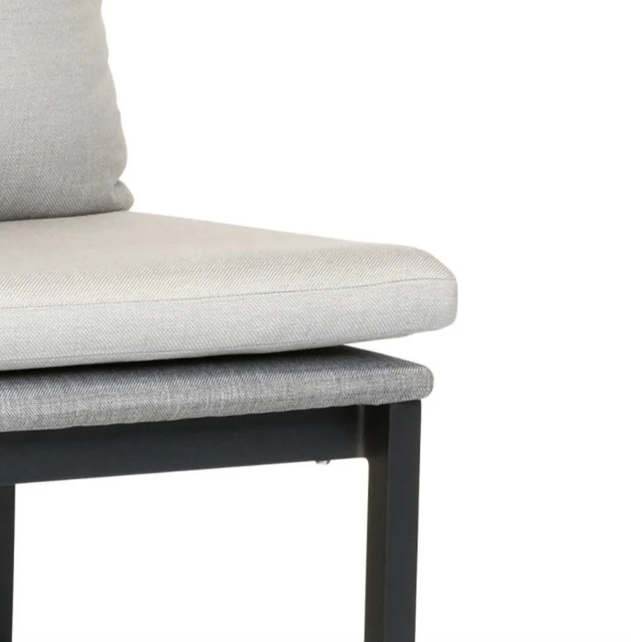 Aluminium schwarz matt, Textilen Leinen grau, cream