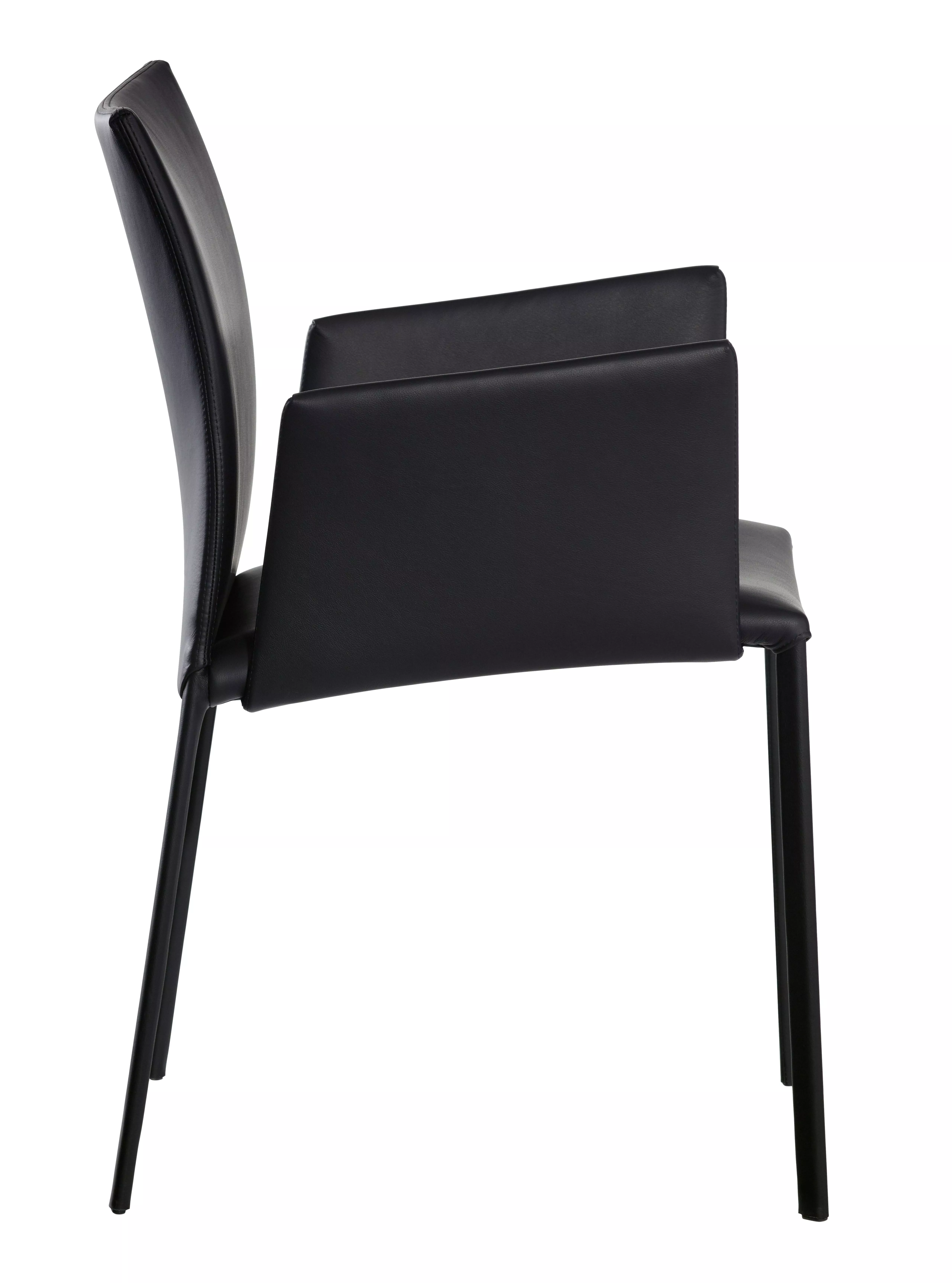 DRAENERT Nobile Soft X mit Armlehne in schwarzem Leder auf weißem Hintergrund