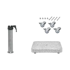 Granitsockel Z, 40kg matt, 50x50cm inkl. Standrohr Z 48/55mm Edelstahl, Rollen-Set Edelst
