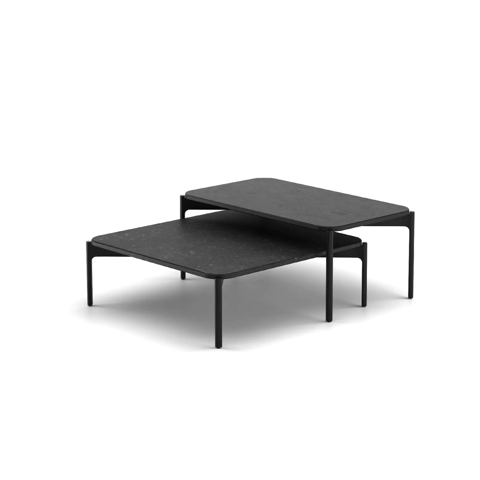 Dedon Izon Kollektion zwei schwarze Tische in unterschiedlicher Höhe ohne Hintergrund